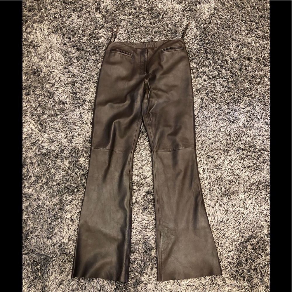 Cache 100% Lamb Leather Brown pants sz 6